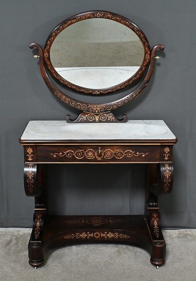 Coiffeuse en Palissandre et Marqueterie, époque Charles X – Début XIXe