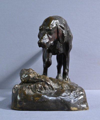 Bronze "Chien de Chasse" signed E. Samson - Late 19th century