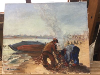 « Les calfats » huile sur toile 
