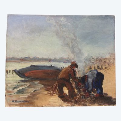 « Les calfats » huile sur toile 