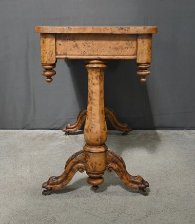 Scrivania vittoriana in radica di Amboyna, Inghilterra - Fine XIX secolo