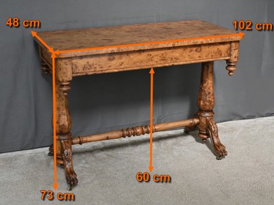 Scrivania vittoriana in radica di Amboyna, Inghilterra - Fine XIX secolo