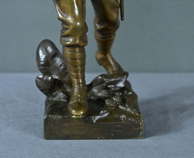 Bronzo "Le Chasseur Alpin", firmato E. Carlier - Fine del XIX secolo