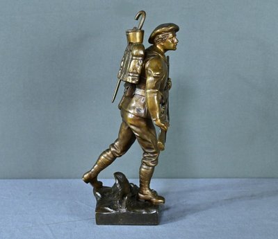 Bronzo "Le Chasseur Alpin", firmato E. Carlier - Fine del XIX secolo