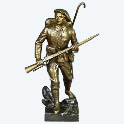 Bronzo "Le Chasseur Alpin", firmato E. Carlier - Fine del XIX secolo