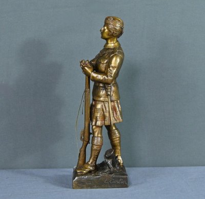 Fante scozzese in bronzo, firmato E.Carlier - Inizio XX secolo