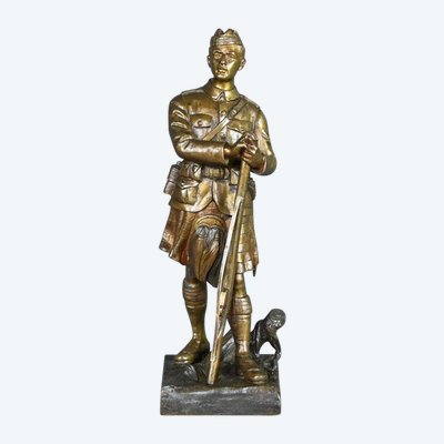 Fante scozzese in bronzo, firmato E.Carlier - Inizio XX secolo