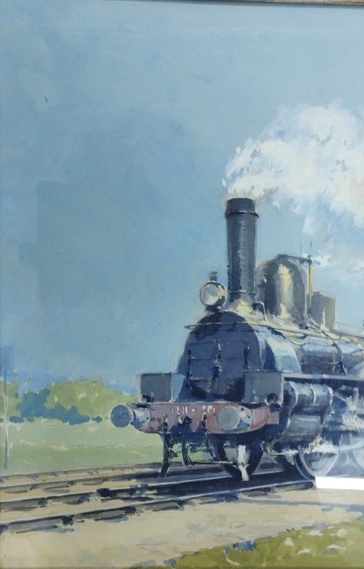 Paul Lengellé " Locomotive ' gouache XX