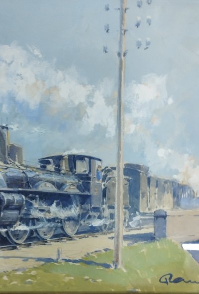 Paul Lengellé " Locomotive ' gouache XX