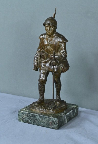 Bronzo "Souvenir de Souchez" di R. Paris - Inizio del XX secolo