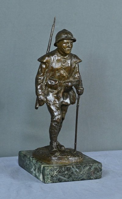 Bronzo "Souvenir de Souchez" di R. Paris - Inizio del XX secolo