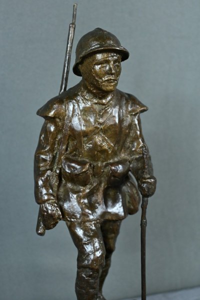 Bronzo "Souvenir de Souchez" di R. Paris - Inizio del XX secolo
