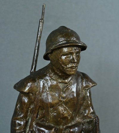 Bronzo "Souvenir de Souchez" di R. Paris - Inizio del XX secolo