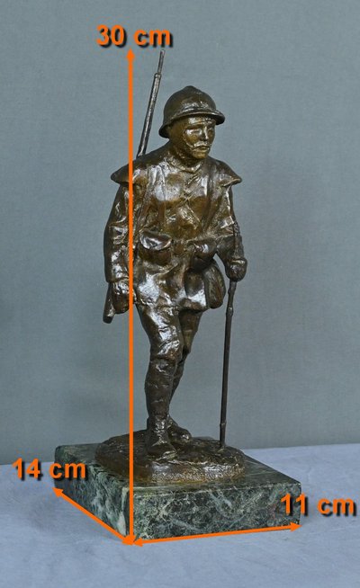 Bronzo "Souvenir de Souchez" di R. Paris - Inizio del XX secolo