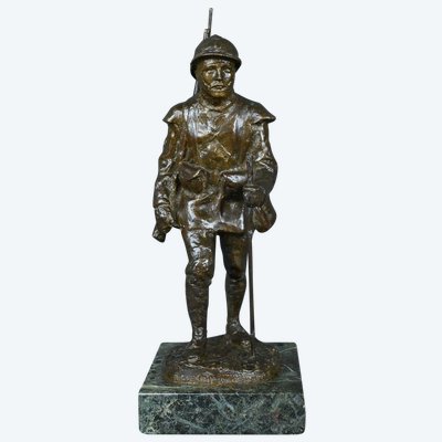 Bronzo "Souvenir de Souchez" di R. Paris - Inizio del XX secolo
