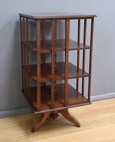 Large revolving bookcase in solid mahogany - Late 19th century