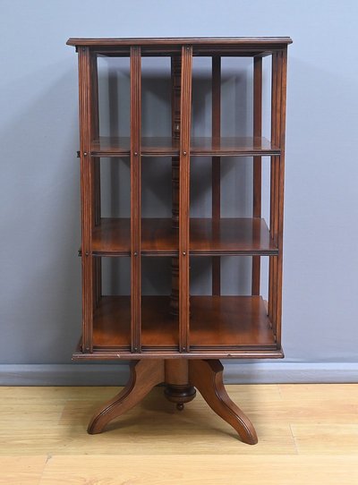 Large revolving bookcase in solid mahogany - Late 19th century