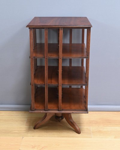 Large revolving bookcase in solid mahogany - Late 19th century