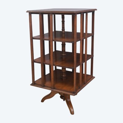 Large revolving bookcase in solid mahogany - Late 19th century