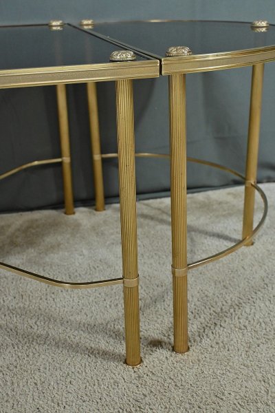 Table Basse Tripartite en Verre, style Maison Baguès – 1950
