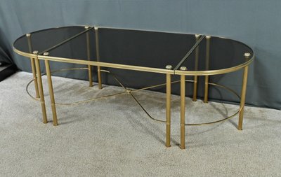 Table Basse Tripartite en Verre, style Maison Baguès – 1950