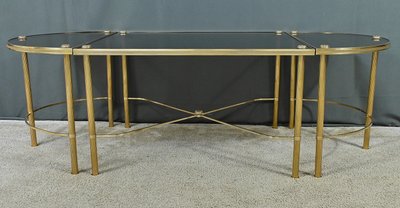 Table Basse Tripartite en Verre, style Maison Baguès – 1950
