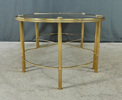 Table Basse Tripartite en Verre, style Maison Baguès – 1950