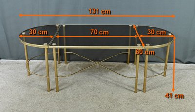 Table Basse Tripartite en Verre, style Maison Baguès – 1950