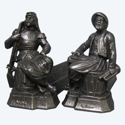 Pair De Chenets Aux Zouaves.