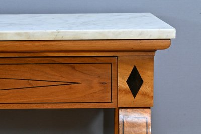 Consolle in radica di noce, periodo di restauro - Inizio XIX secolo