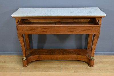 Consolle in radica di noce, periodo di restauro - Inizio XIX secolo