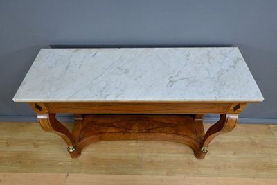 Consolle in radica di noce, periodo di restauro - Inizio XIX secolo