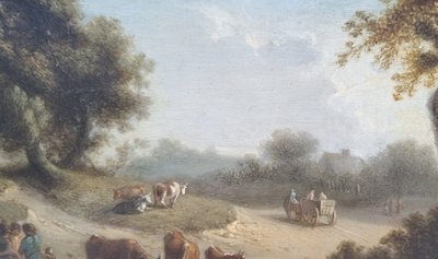 18th century Flemish school - Animated landscape with a herd of cows