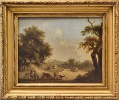 18th century Flemish school - Animated landscape with a herd of cows