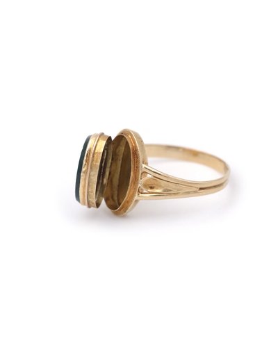 Anello in oro 18k in diaspro segreto, anello del veleno, anello francese, anello con sigillo
