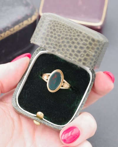 Anello in oro 18k in diaspro segreto, anello del veleno, anello francese, anello con sigillo