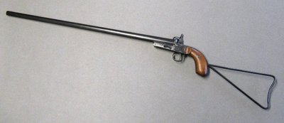 Pistola / Carabina da bracconiere a broche con crosse squelette di St Etienne XIXe.