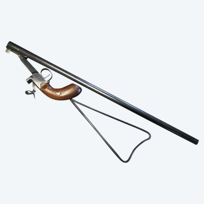 Pistola / Carabina da bracconiere a broche con crosse squelette di St Etienne XIXe.