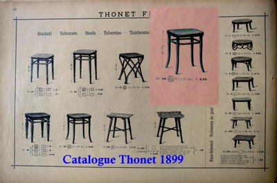 Square Thonet stool, caned, No. 56 circa 1900