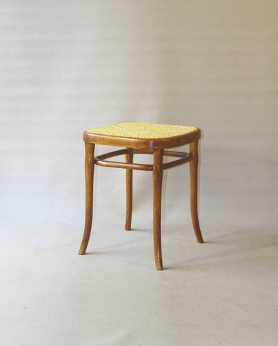 Square Thonet stool, caned, No. 56 circa 1900