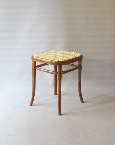 Square Thonet stool, caned, No. 56 circa 1900