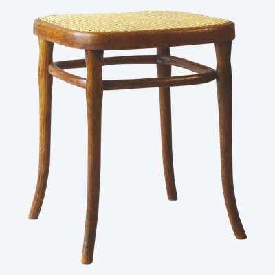 Square Thonet stool, caned, No. 56 circa 1900