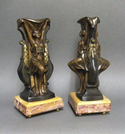 Pair Of Art Deco Candlesticks Signed P. Séga.
