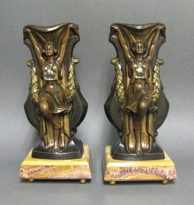Pair Of Art Deco Candlesticks Signed P. Séga.