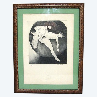 Litho Erotique Signé Prenlice - Pseudonym of André Leprince.