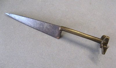 An ancient knife used to sacrifice Zebu during circumcision ceremonies.