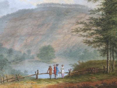 18th Century French School, Circa 1780, Figures Admiring A Lake (lake Nemi?)