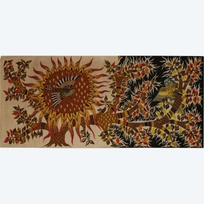 RAY & FOUR in Aubusson. Larger format (2.40m) "Jour & Nuit" wool tapestry