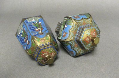 Miniature Chinese Cloisonné Cutlery Pots.