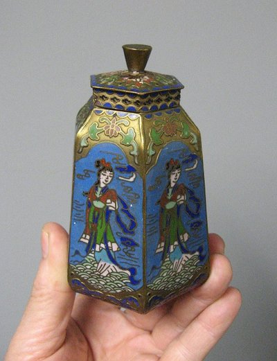 Miniature Chinese Cloisonné Cutlery Pots.